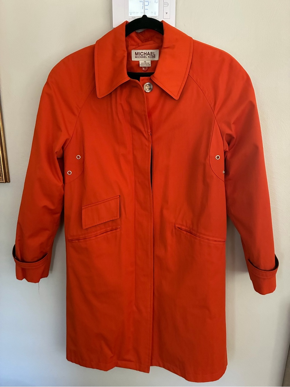 Michael Kors Bright Orange Single-Breasted Trench Coat